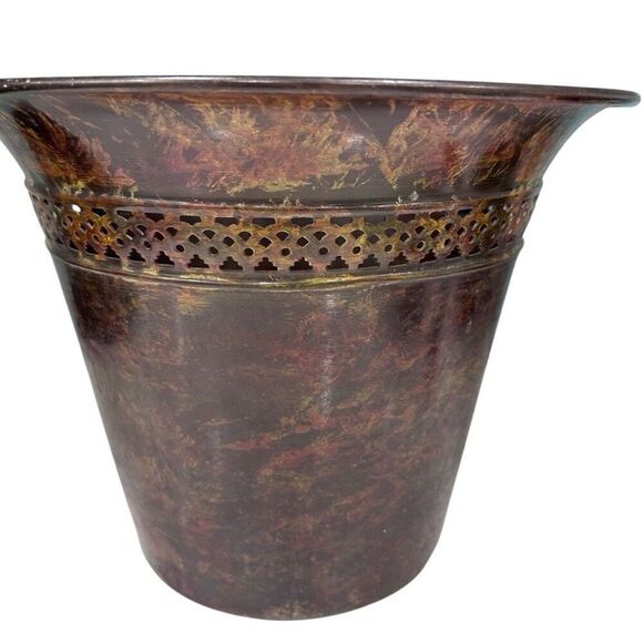 Antique Finished Metal Decorative Planter Multi-Function Brown 8.5" Bell Shaped - Picture 2 of 11